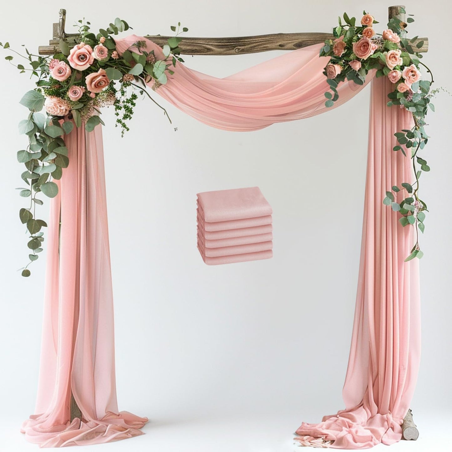 Wokceer Wedding Arch Draping Fabric 6 Panels 28.7" x 20FT Blush Drapes Sheer Fabric Backdrop Arch Draping Fabric for Wedding Ceremony Birthday Party Bridal Shower Decoration