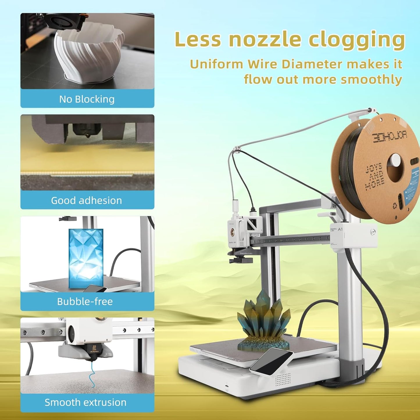 Transparent Multi Rainbow Color Gradient Change PLA 1.75mm 1KG 3D Printing Filament Crystal Rainbow PLA Clear PLA Filament with Cardboard Spool -Galaxy