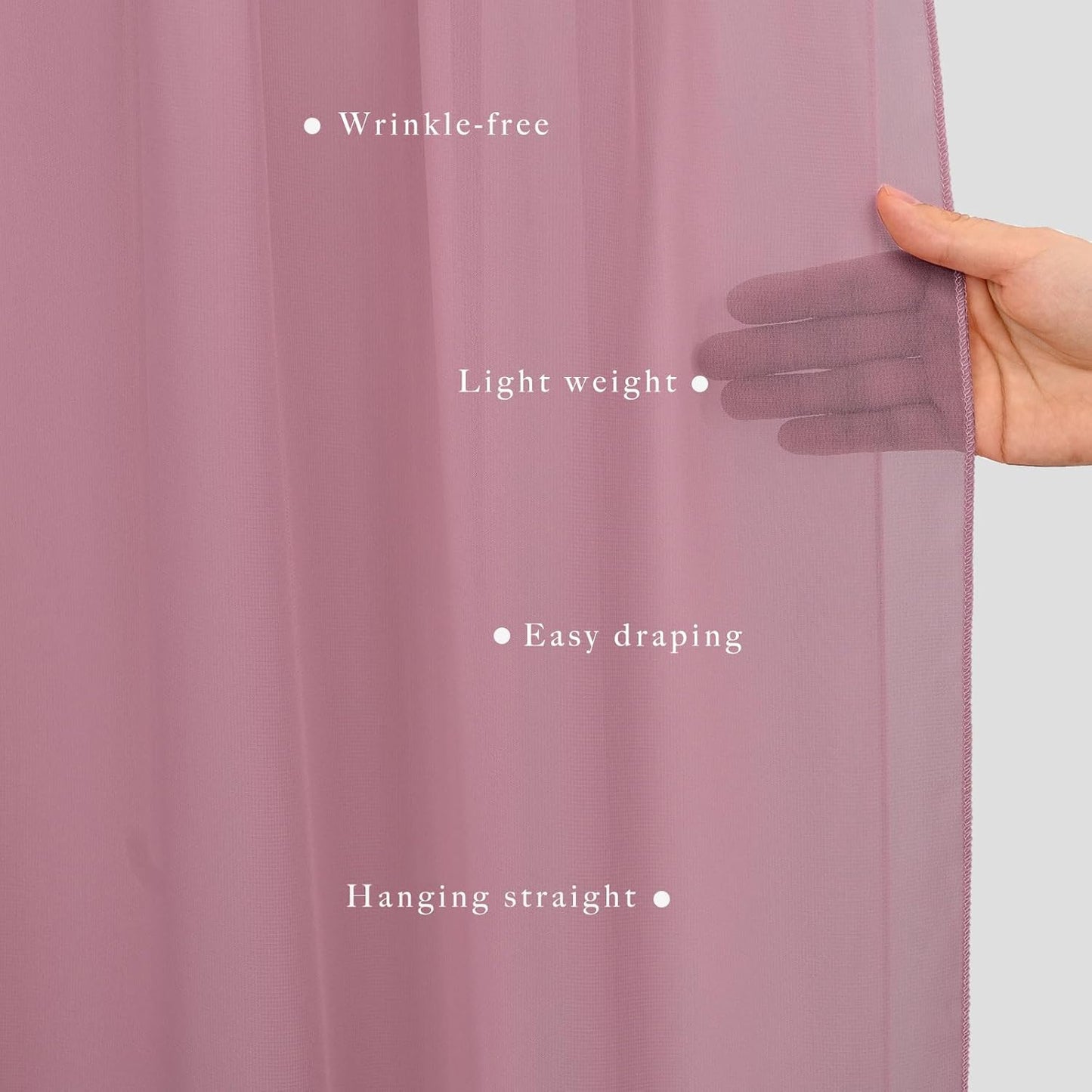 Dusty Rose Wedding Arch Draping Fabric 2 Panels 20Ft Length x 28" Width Arch Drapes Chiffon Fabric Sheer Curtains Backdrop for Party Bridal Decorations Wedding Ceremony Ceiling Stage Reception Decor
