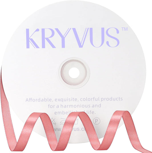 Rose Gold Satin Ribbon 3/8 inch X Continuous 100 Yards, Single Face Polyester Ribbon Perfect for Gift Wrapping, Flower Bouquet, Wedding Decor, Crafts, Bow Making, Sewing and More