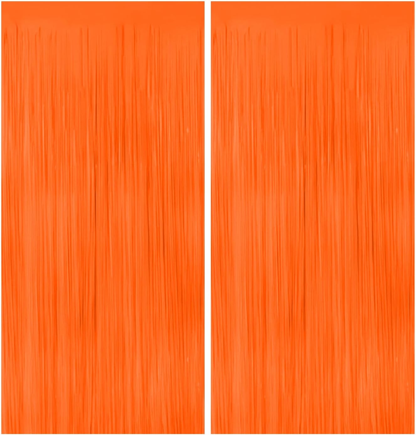 CANREVEL 2 Pack 3.3x6.6 Feet Orange Foil Fringe Backdrop Curtains, Tinsel Streamers for Basketball Theme Birthday Party, Graduation, Halloween, Fall Party Decorations