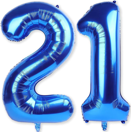 Navy Blue 21st Birthday Balloons for Him, 40 Inch Dark Royal Blue Foil 21 Balloon Numbers for Men, 21 Birthday Party Balloons Numbers 2 and 1 for Women Men 12th 21st Anniversary Decorations Supplies