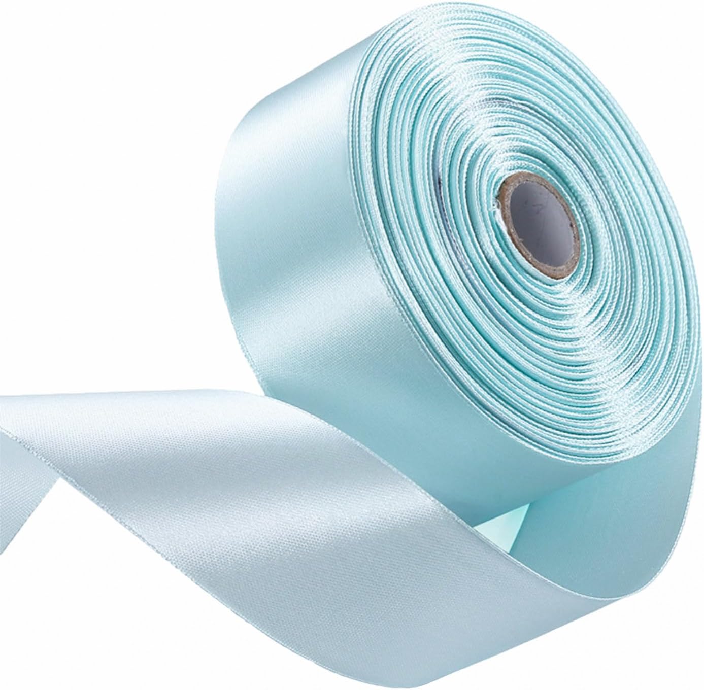 1-1/2" x 50 Yards Light Blue Satin Ribbon Single Faced Fabric Ribbons for Gift Wrapping, Crafting, Floral Arrangements, Flower Bouquet, Wedding, Home Decor