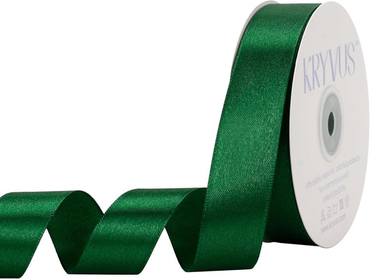 Green Satin Ribbon 1 inch X Continuous 50 Yards, Single Face Polyester Ribbon Perfect for Gift Wrapping, Flower Bouquet, Wedding Decor, Crafts, Bow Making, Sewing and More