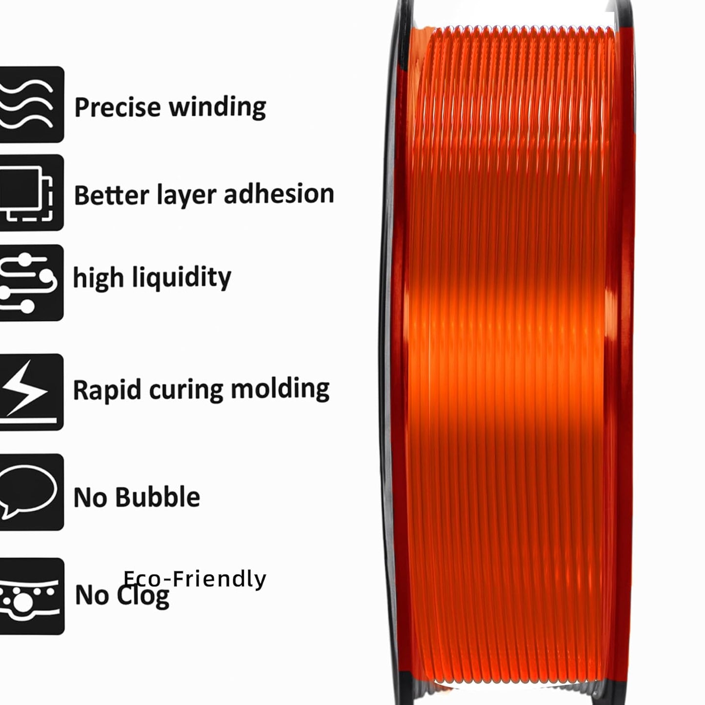 Geeetech TPU Filament 1.75mm, Shore 95A – Flexible 3D Printer Filament with High Elasticity, 1KG (2.2lbs) Spool, Dimensional Accuracy ±0.03mm, Fits Most FDM Printersl, Clear Orange