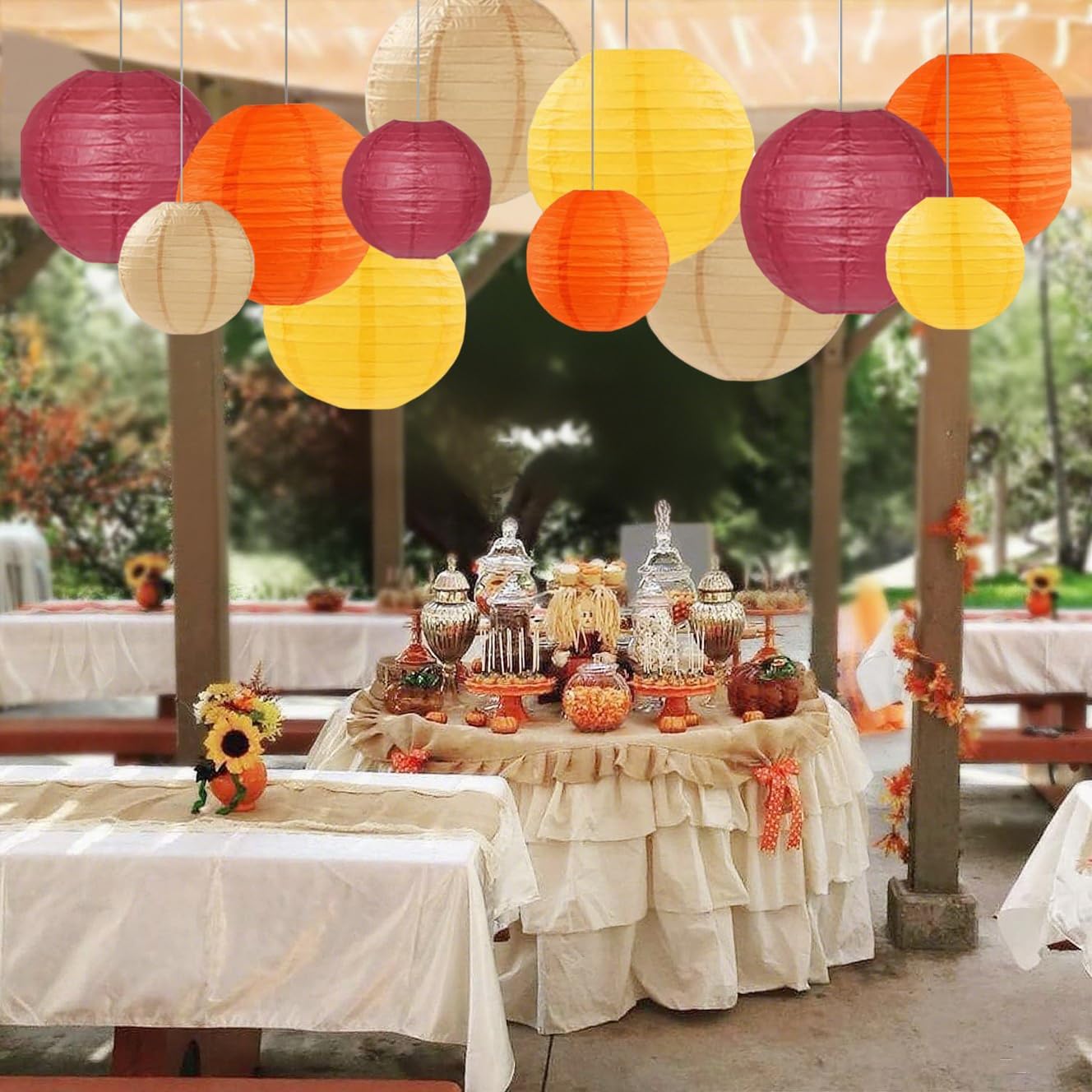 Burgundy Maroon Wine Paper Lanterns Decorative 12pcs Party Hanging Decorations for Rustic Fall Party Bridal Shower Wedding Baby Shower Graduation Anniversary Room Decor