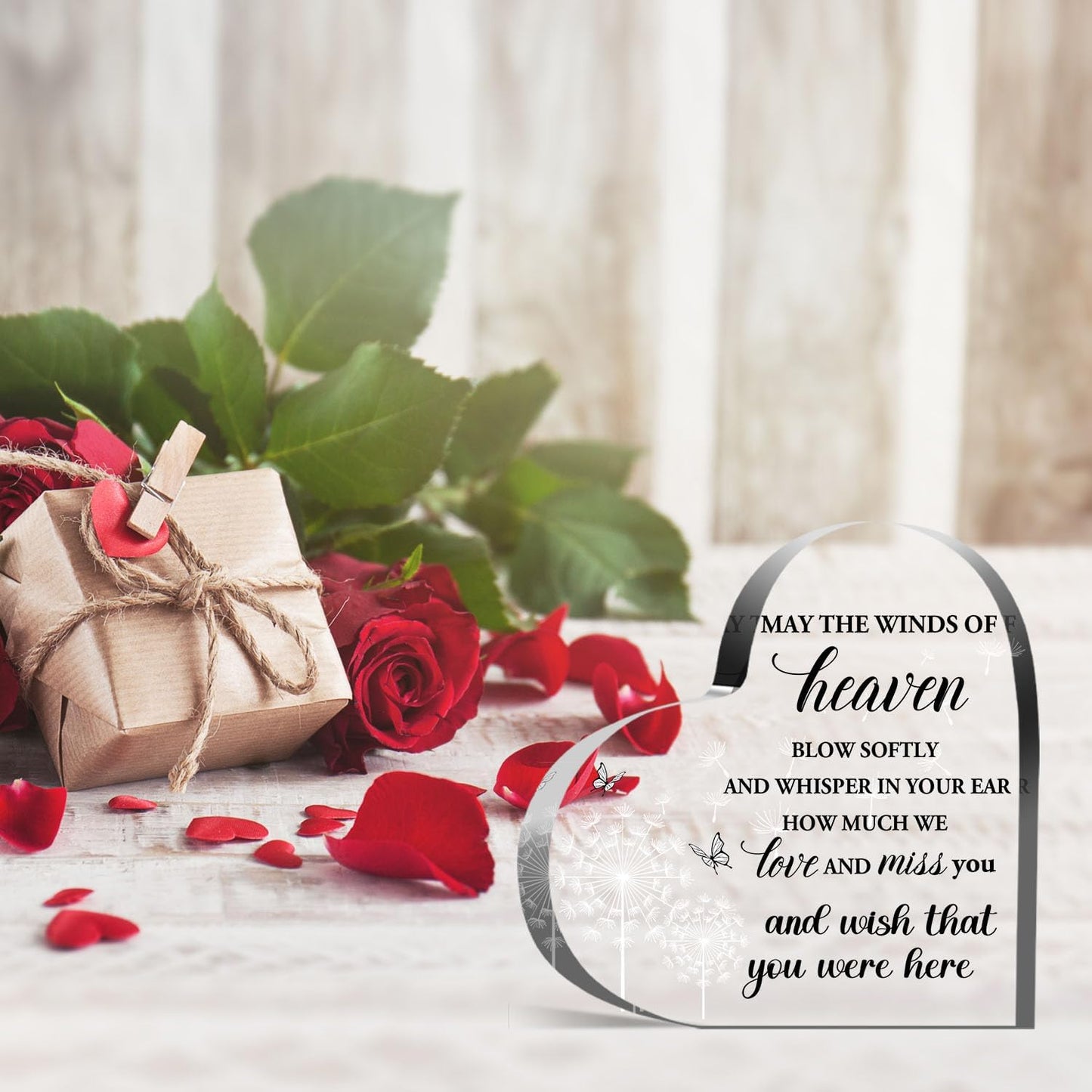 Sympathy Gifts for Loss of Love One, Memorial Gifts for Family Women Man, In Memory of Love One Acrylic Heart Plaque, Bereavement Condolences Grief Gifts, Funeral Remembrance Decor Ornament Sign