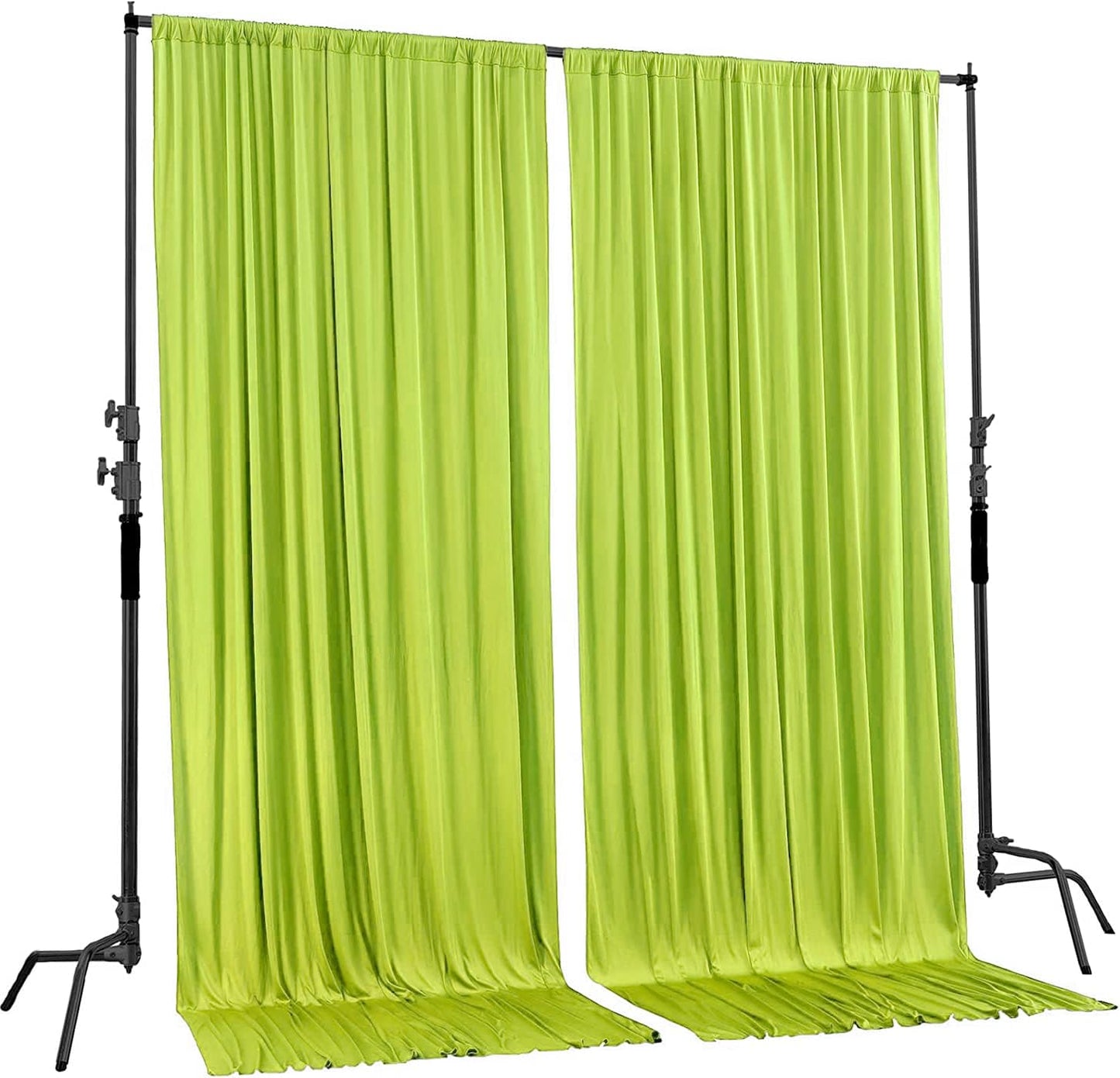 AK TRADING CO. 10 feet x 10 feet Light Green Polyester Backdrop Drapes Curtains Panels with Rod Pockets - Wedding Ceremony Party Home Window Decorations, 5FT x 10FT