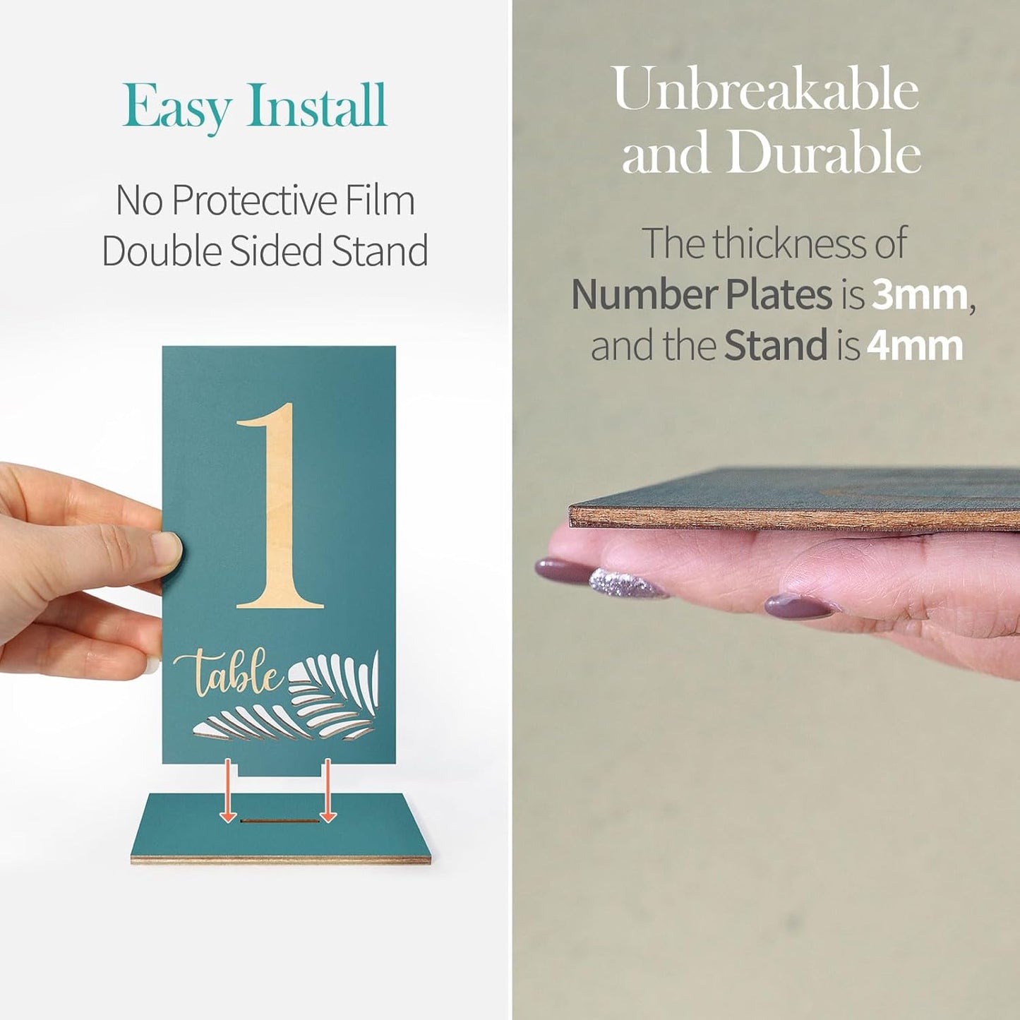 Wooden Table Numbers 1-15,3.2x5.8 Inch Double Sided Rustic Blue Wedding Table Number Signs with Wooden Base,Wedding Centerpieces for Banquet Restaurant Party Decor (Blue, 1-15)