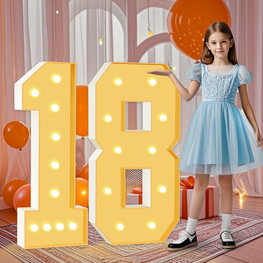 4FT Marquee Numbers 18, Large Light Up Numbers 18th Birthday Decorations for Girls Boys, Cardboard Number for Women Men Anniversary Party Decor Backdrop, DIY Foam Board Mosaic Number Sign