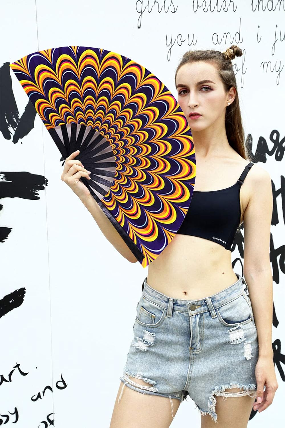 Amajiji Large Folding Hand Rave Fan Popping Fan for Line Dancing Clacking Fans for Boots On The Ground Dance,Party,Decoration,Festival (Peacock)