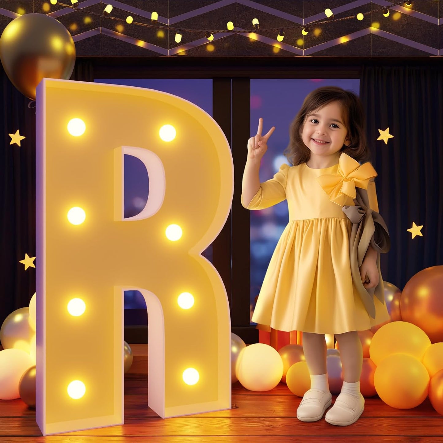 Marquee Letters 3 Feet Tall Large Light Up Letters R Wedding Mr and Mrs Sign Marry Me Engagement Party Decor Yellow Light Birthday Decorations Balloon Arch Kit Foam Sign R