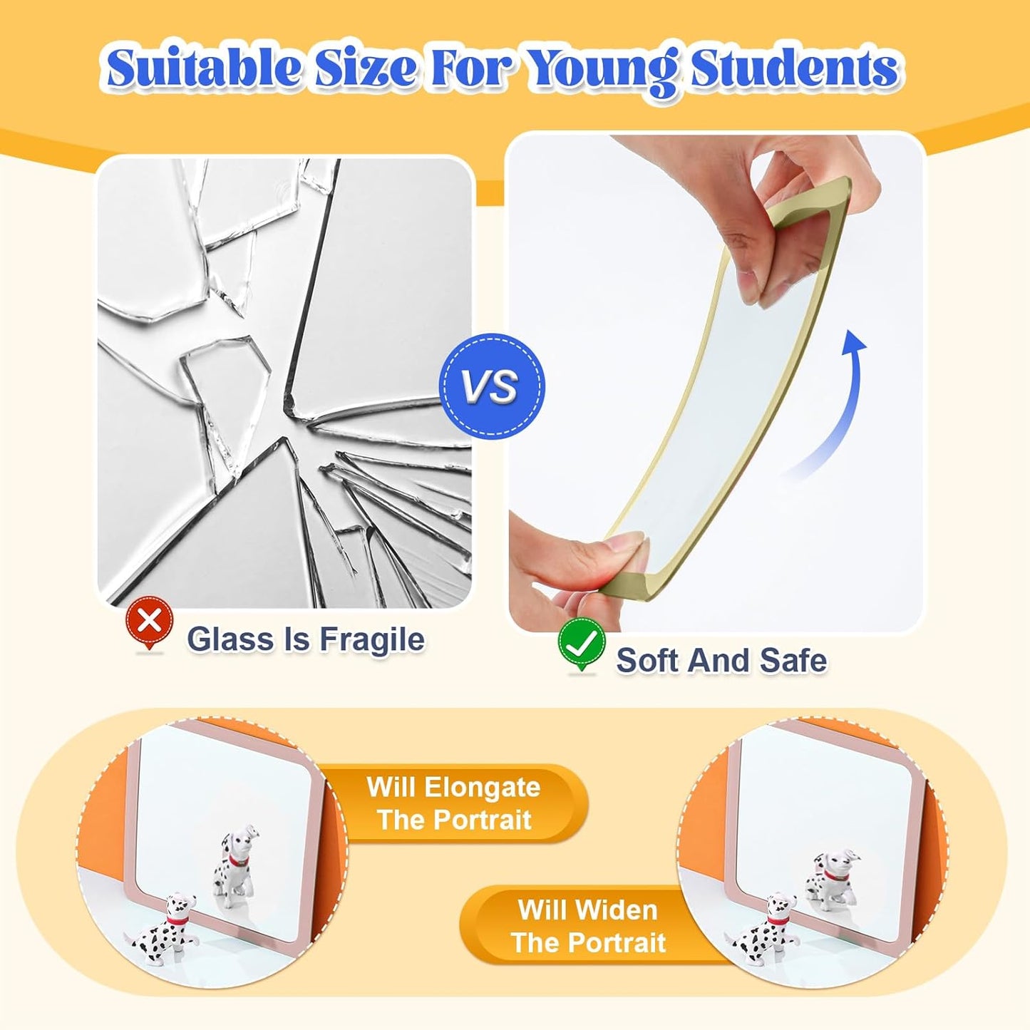 Dandat 10 Pcs Small Mirrors for Kids 6 x 6 Inch Square Shatter Proof Reflector Toddler Glass Plastic Reflector for Classroom DIY Craft Preschool Facial Expression (Gray Colors)