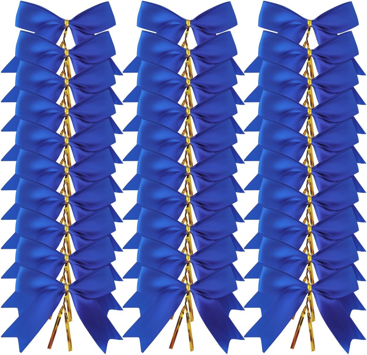 50pcs 3-1/2 Inch Blue Satin Ribbon Bows with Twist Tie Bows for Christmas Tree Decoration Gift Packing&Wrapping(Blue)