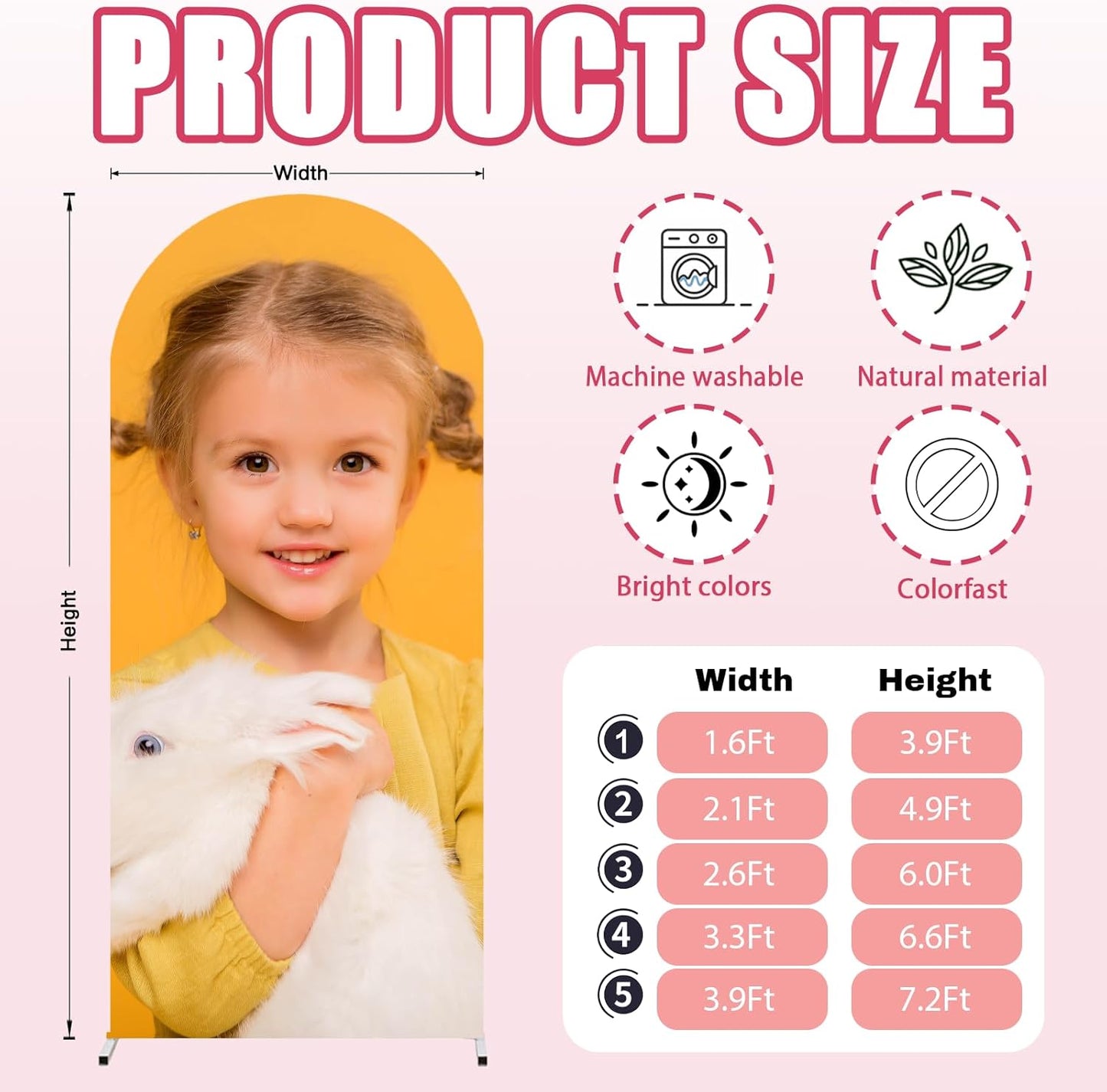 Custom Arch Cover - Personalized Arch Backdrop Covers with Photo Text for Baby Shower Wedding Holiday Birthday Graduation Party 4~7.2 FT (Arch)