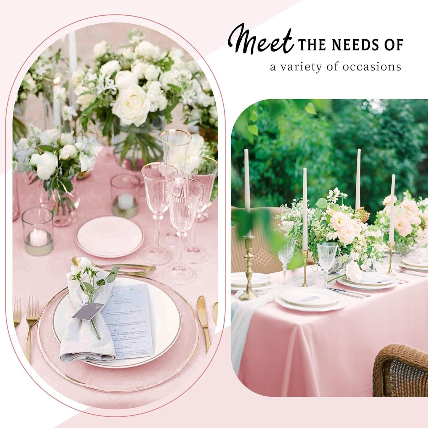 10 Packs Satin Tablecloth 57 x 108 Inch Rose Gold Rectangular Table Cloth Silk Tablecloth Smooth Fabric Overlay Satin Table Cover Decoration for Wedding Party Banquet Events