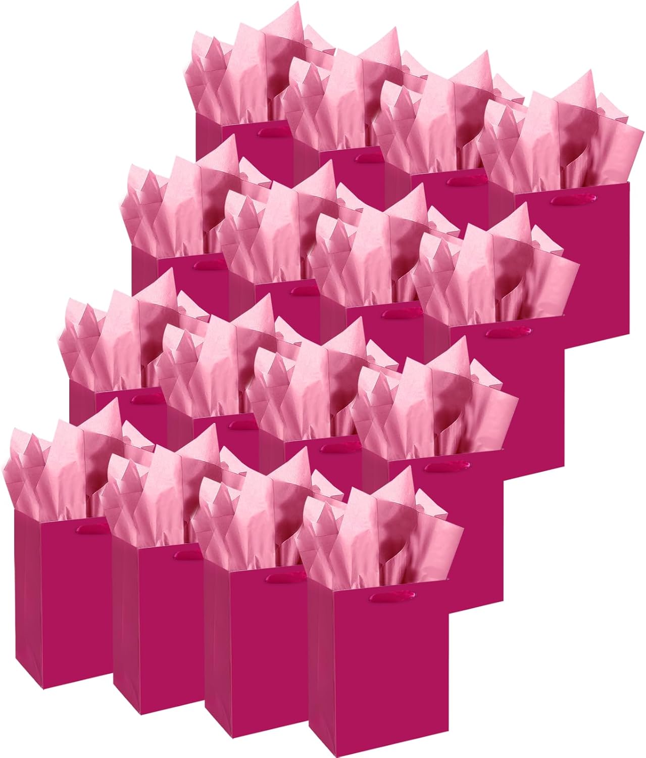 Gcardist Dragon Fruit Gift Bags with Tissue Paper for Wedding, Birthday, Party Supplies-7.9"x4.3"x9.6" Medium Size Cardboard Gift Bags（16pcs Bags +32pcs Tissue Paper ）