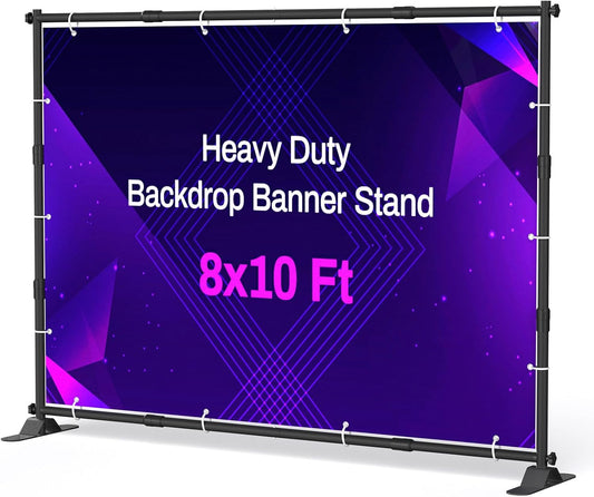 10 x 8 Ft Heavy Duty Backdrop Banner Stand, Adjustable Photo Background Support Frame Kit, Backdrop Stand for Parties Birthday Party Baby Shower Wedding Decorations