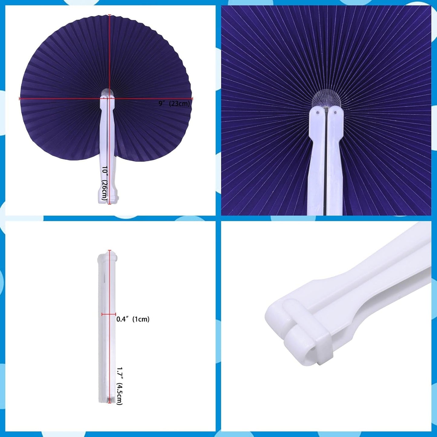 12 Packs Decorative Paper Folding Hand Fans Handheld,Purle Round Foldable Wedding Fans Chinese and Japanese Fans Bulk for Bridal Guest Church Party Favors Dancing Birthday DIY