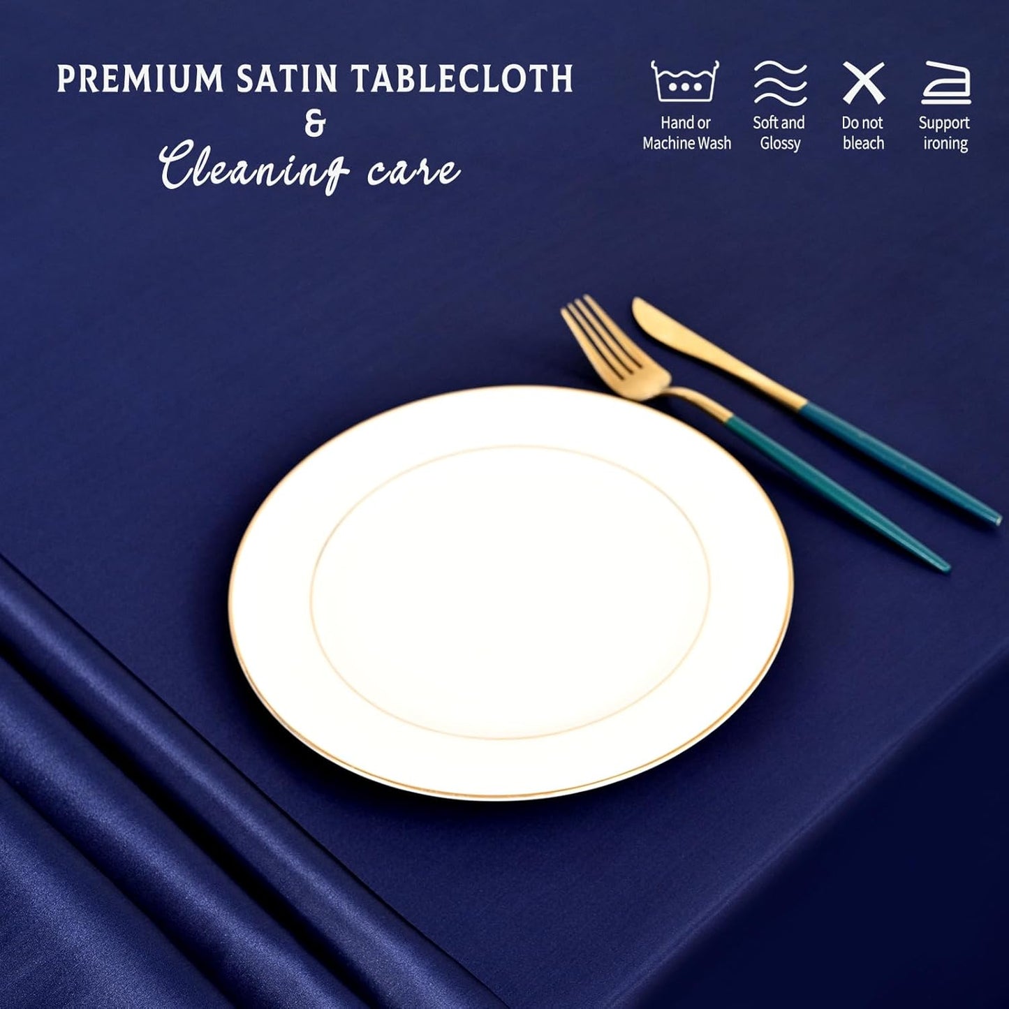 6 Packs Satin Tablecloth 57 x 108 Inch Navy Blue Rectangular Table Cloth Silk Tablecloth Smooth Fabric Overlay Satin Table Cover Decoration for Wedding Party Banquet Events