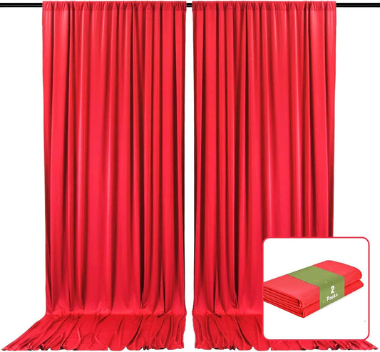 2 Panels Red Backdrop Curtain, 10 x 7 Feet Background Curtains for Parties, Weddings, Baby Showers, Bachelorette Halloween, Christmas Birthday Party Photoshoot Backdrop Curtains Decorations