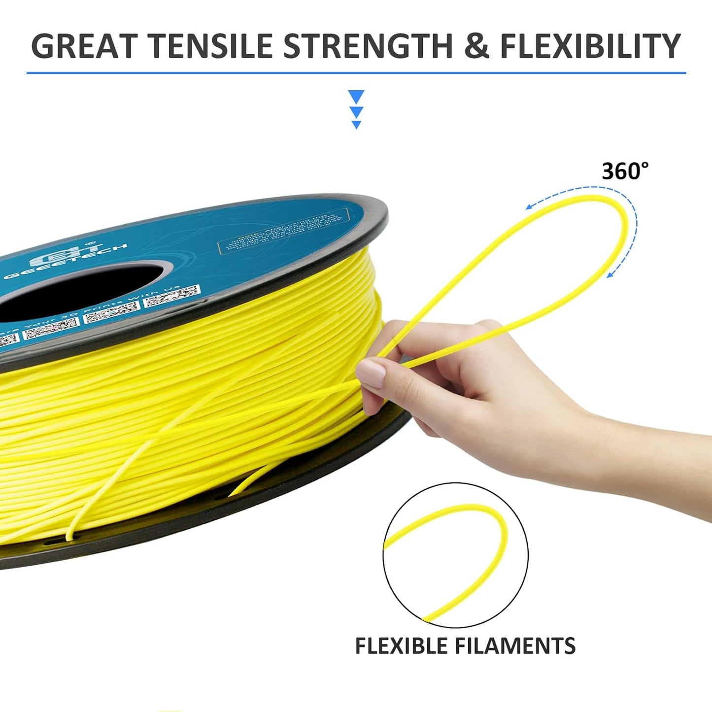 Geeetech Yellow PLA Filament 1.75mm, 3D Printer Filament Dimensional Accuracy +/- 0.02 mm, Upgrade Tidy Winding Tangle-Free, 1kg Spool(2.2lbs) Fit Most FDM 3D Printers