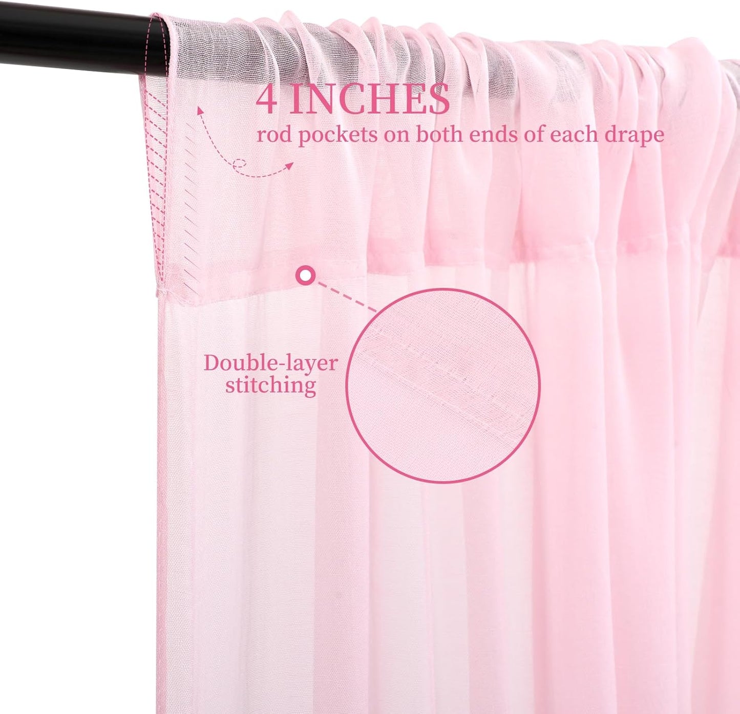 6 Panels Pink Ceiling Drapes for Wedding, 5ftx30ft Ceiling Drapes Cheesecloth Sheer Fabric Curtain Wedding Arch Draping Fabric Romantic Ceilings Decorations for Weddings Party Ceremony Stage