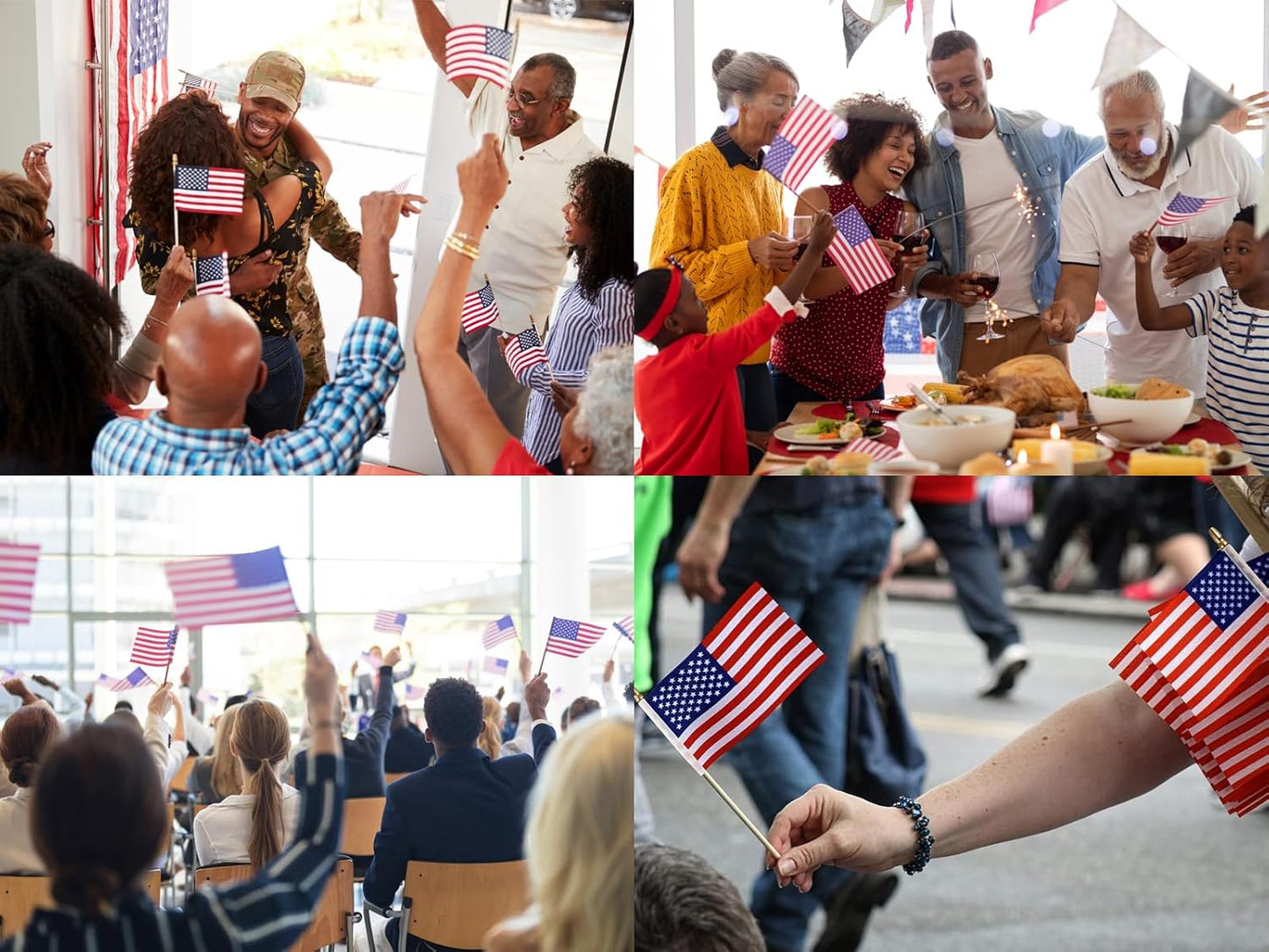 100pcs Small American Flags on Stick, Handheld 4 x 6 Inchs Mini American Flags with Kid-Safe Golden Spear Top, US Flags for 4th of July Decorations Outdoor, Independence Day Decorations