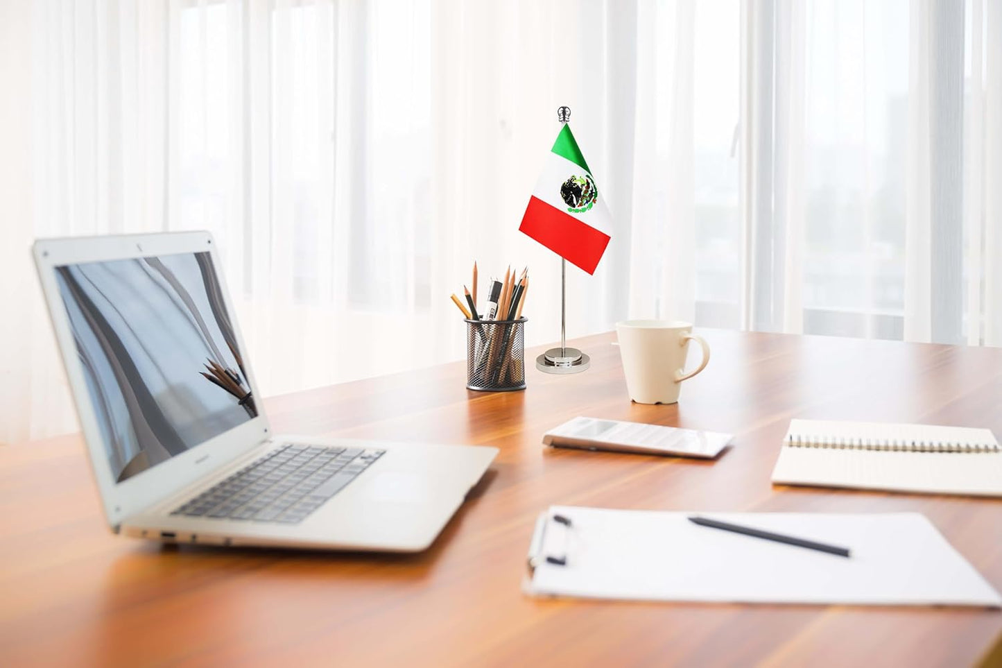 Mexico Mexican Deluxe Desk Flag Set Small Mini Miniature Mexico Mexican Table Desktop Flags,Festival Events Celebration,Office Decoration-2 Pack