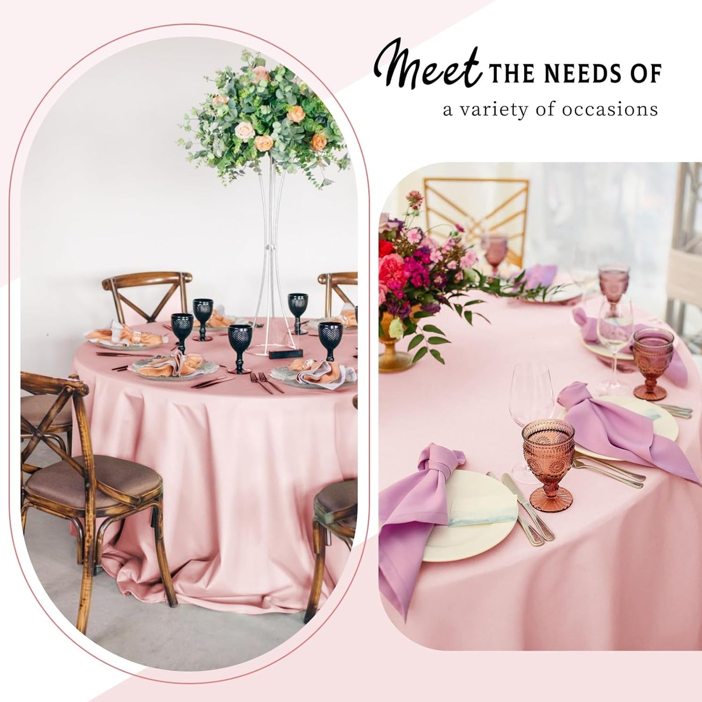 10 Packs Satin Tablecloth 120 Inch Rose Gold Round Table Cloth Silk Tablecloth Smooth Fabric Overlay Satin Table Cover Decoration for Wedding Party Banquet Events