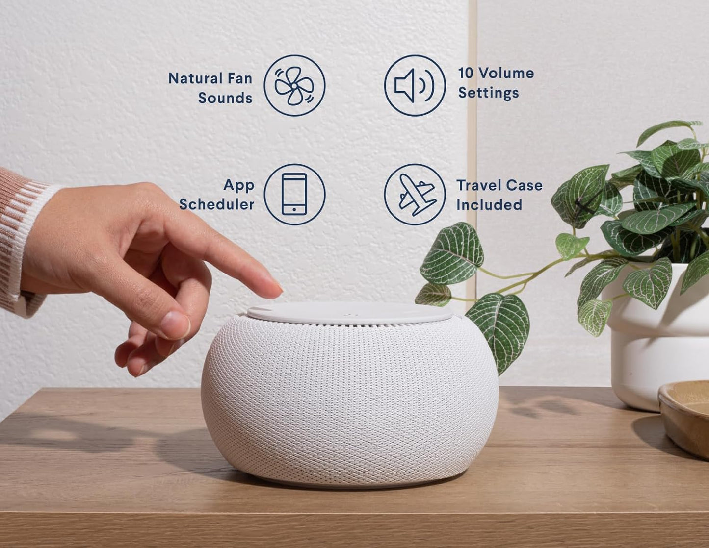 SNOOZ Pro - Smart White Noise Machine & Travel Case - Real Fan Inside, Non-Looping White Noise, Adjustable Tone & Volume - App-Based Remote Control & Sleep Timer (Cotton)