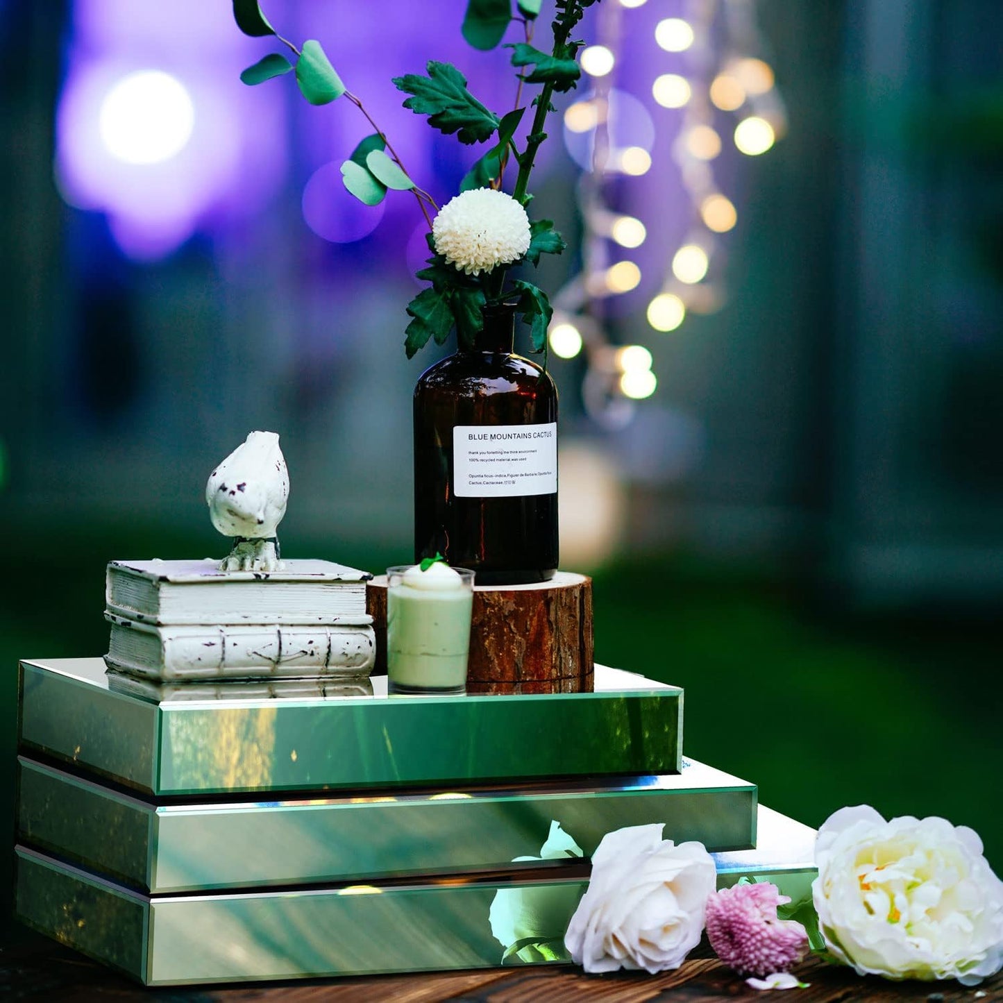 GIMORRTO Mirror Display Riser Stands 3 Set, Glam Accent Table Display Platform for Decorative Pieces, Mirrored Showpeice 3Pack, Centerpiece Displayer (Square 3PC)