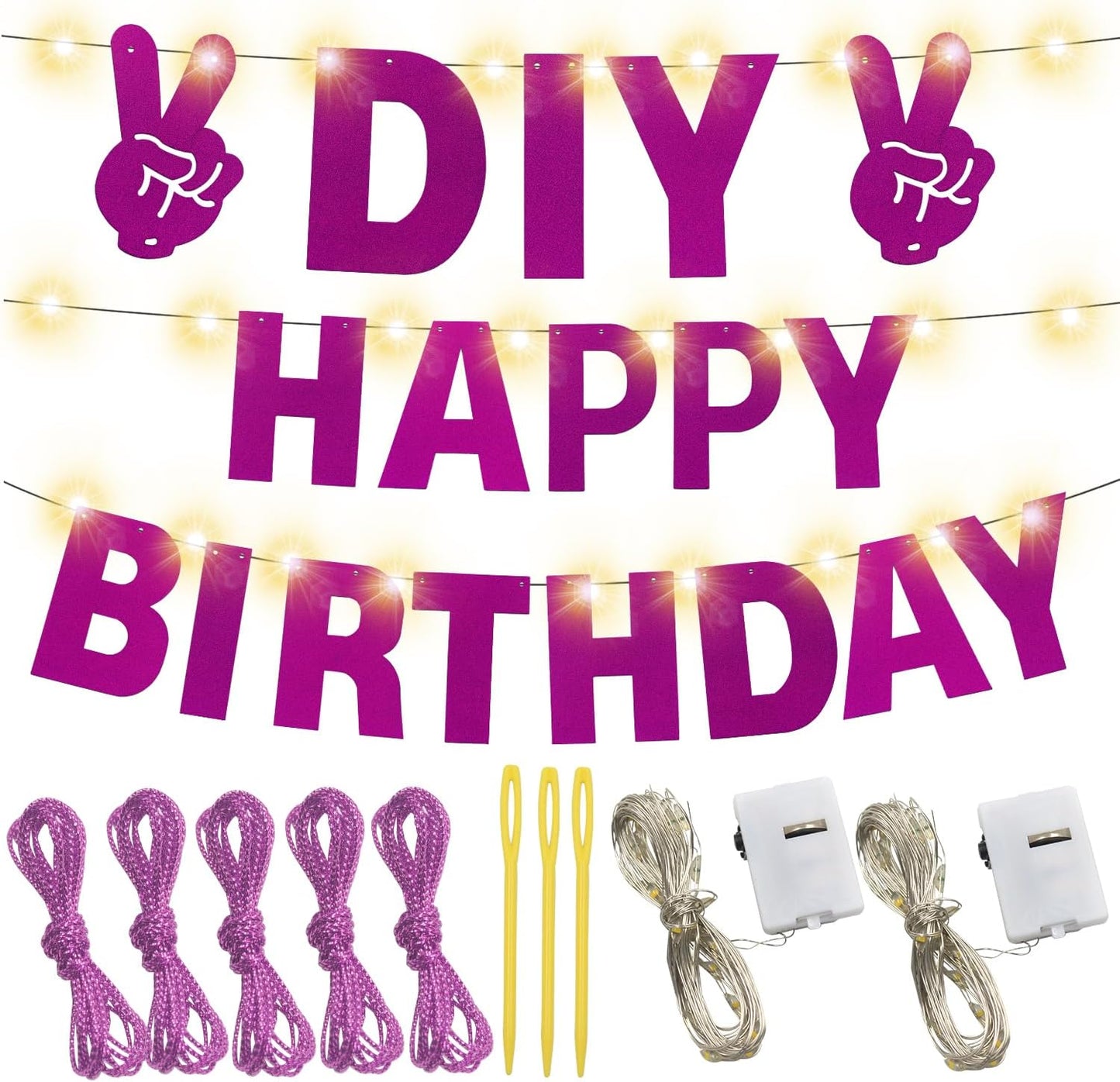 DIY Customizable Banner Letter Banners Party Supplies for Mermaid Party（Glitter Purple）