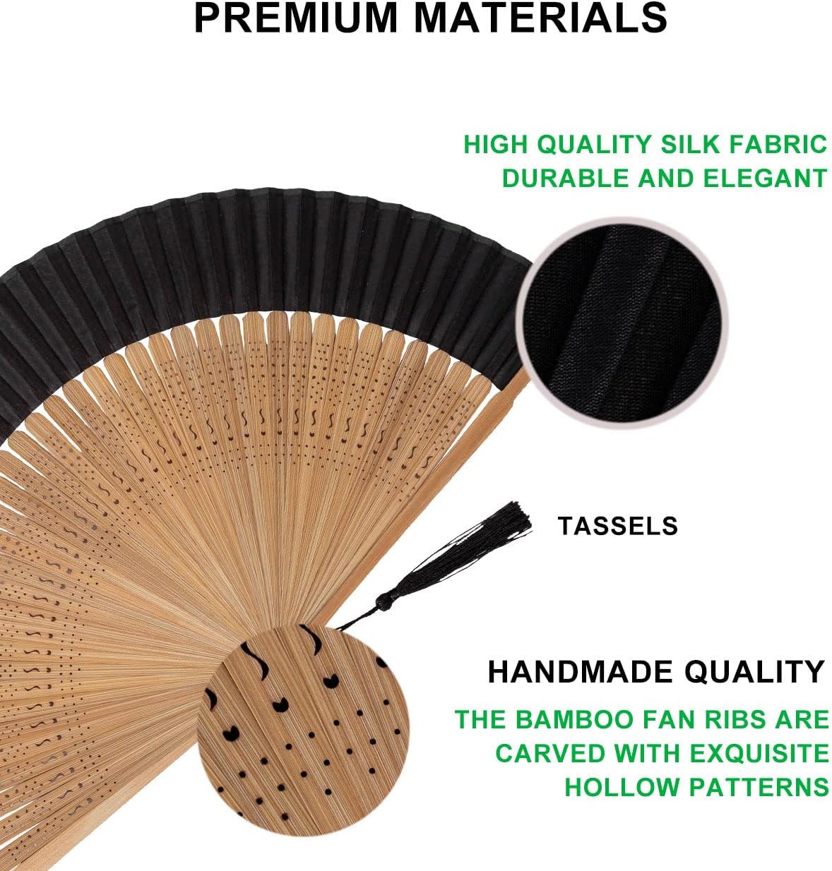 Amajiji Small Folding Hand Fan for Women, Chinese Japanese Vintage Style Bamboo Silk Fans for Party Wedding Dancing Decoration Gift Performance