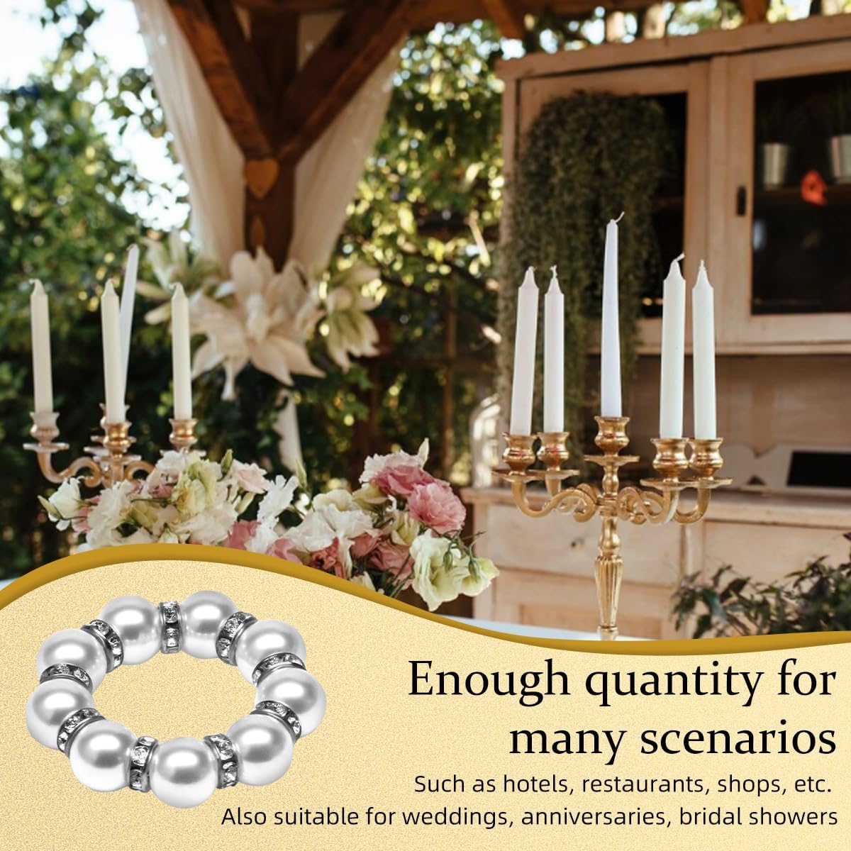 50Pcs Pearl Napkin Rings, Imitation Pearl Napkin Rings Holder, Disposable Beaded Serviette Napkin Buckles for Wedding Reception Party Banquet Dinner Table Decor (Pearl Silver, 50 Pcs)