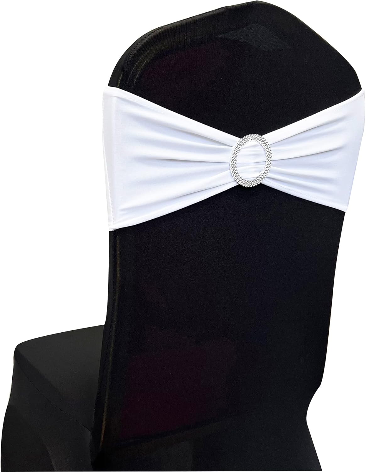 Spandex Chair Sashes Bands 50PCS Stretch Chair Ties Bows with Buckle Slider for Wedding Party Banquet Decoration (White)…
