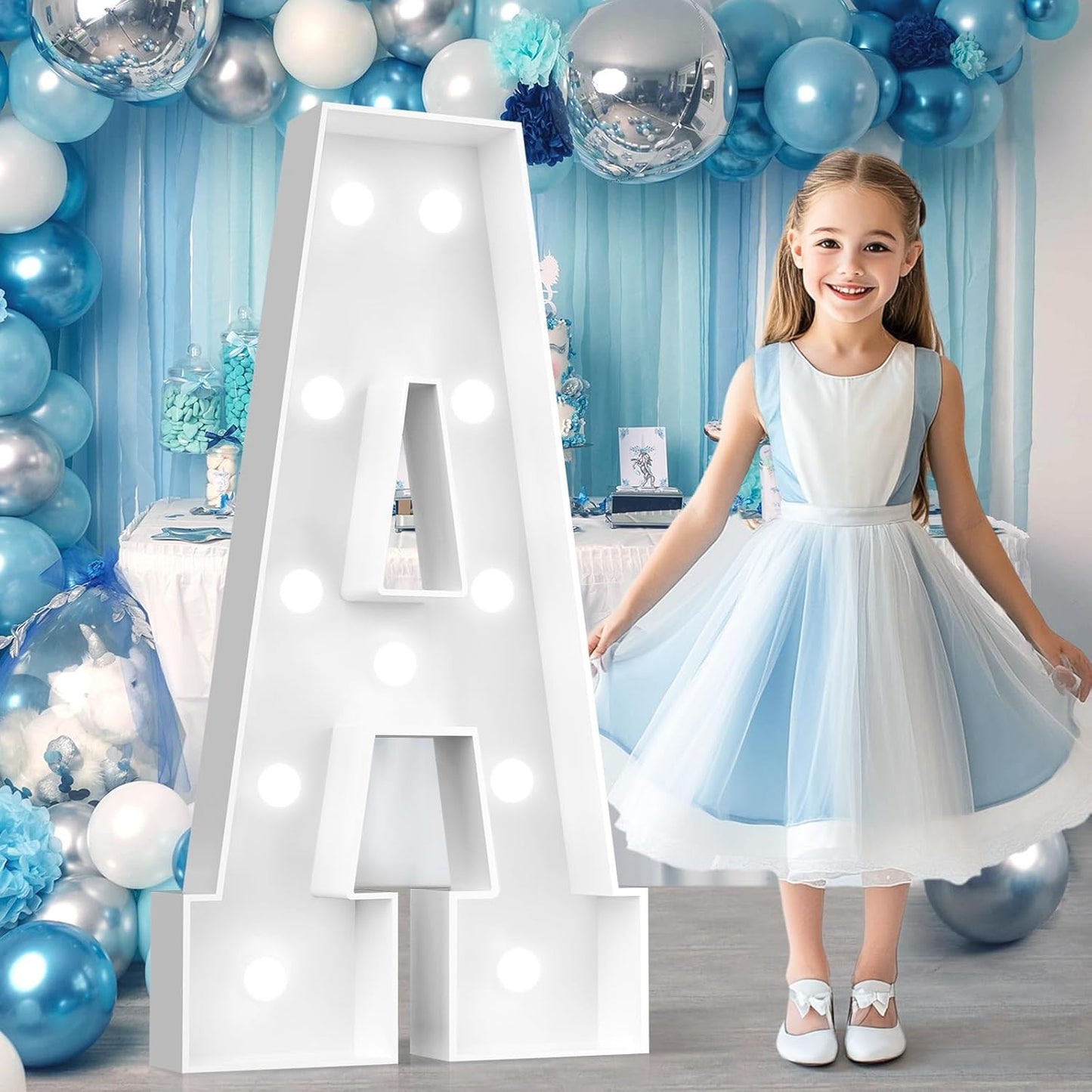 Ledido 4FT Marquee Light Up Letters A, Big Marquee Letters 4 Feet Tall for Birthday Decorations Large Light Up Letters for Party Wedding Graduation Baby Shower Anniversarty Decor