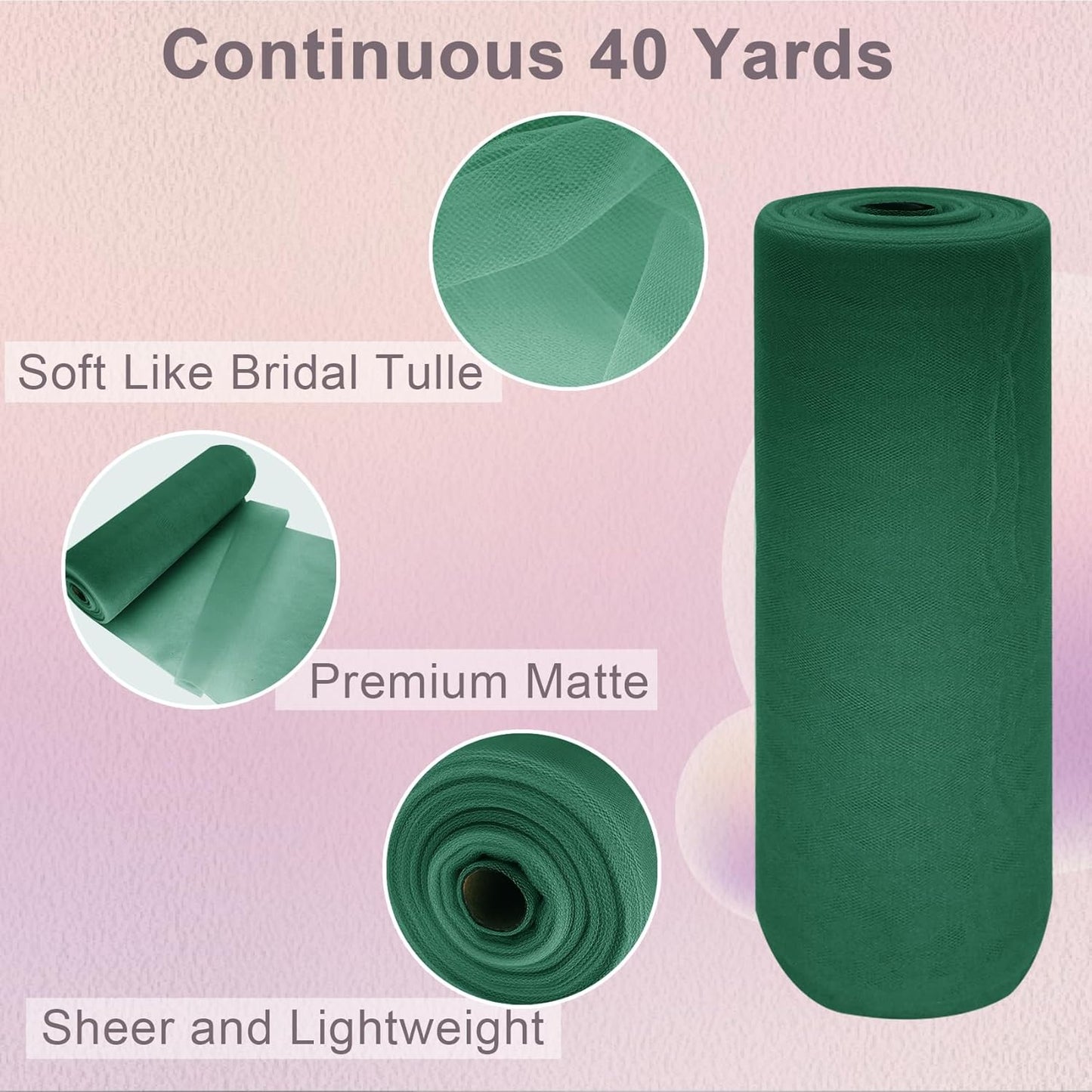 Hunter Green Tulle Fabric Roll Spool Bolt (54 Inch by 40 Yards) Large Tulle Wedding Party Decoration, Tutu Skirt, Table Runner, Gift Wrapping, Bridal Shower, Soft & Drape (Hunter Green)