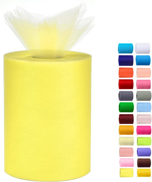 Tulle Rolls 6” by 100 Yards (300 feet) Tulle Roll Spool Fabric for DIY Tutu Skirts Wedding Baby Shower Crafts Decorations Party Supplies(Lemon Yellow)