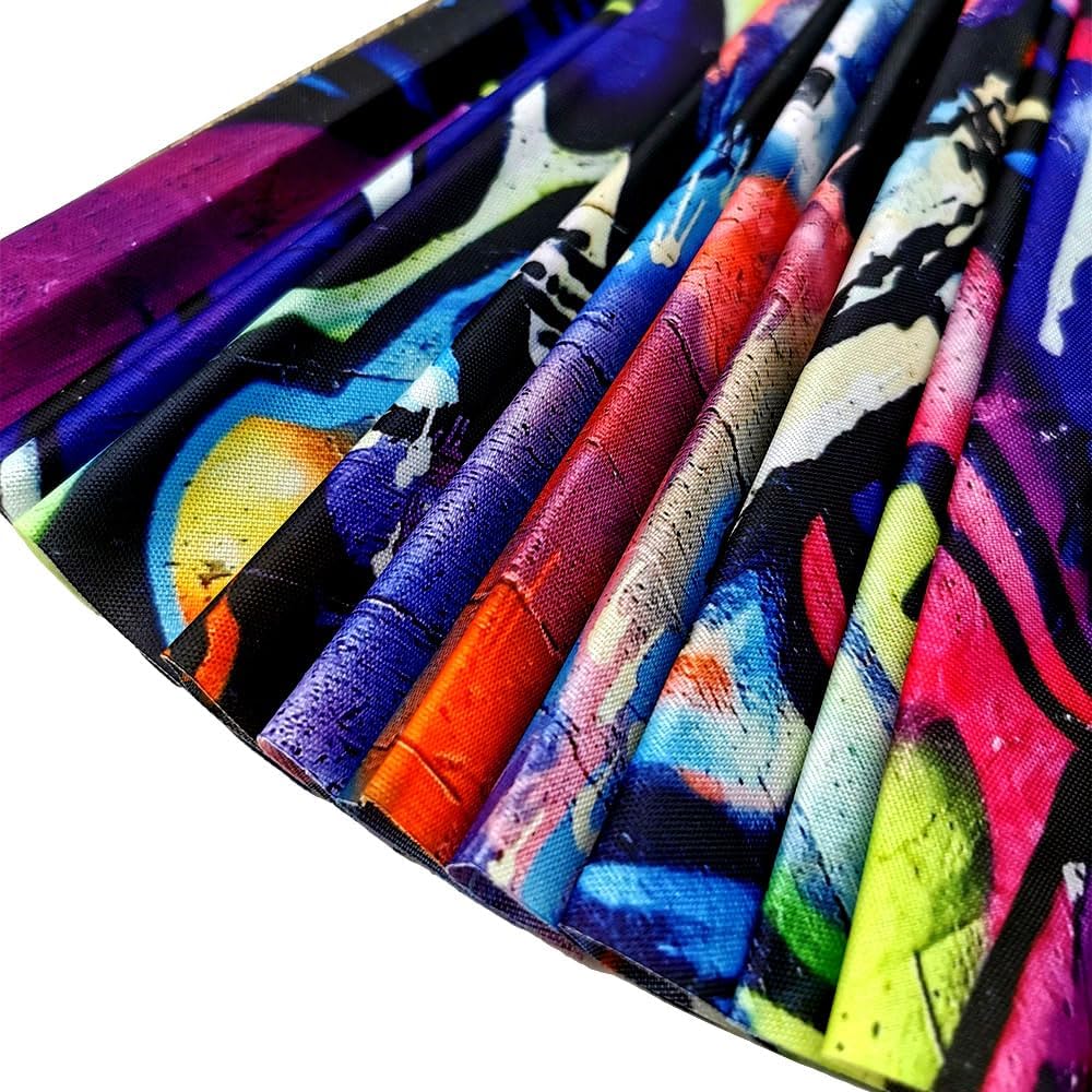 2 Pack Large Folding Rave Fan for Women/Men Holographic Festival Bamboo Clack Hand Fan Decorative Accessories for EDM, Music Festival, Event, Party, Dance, Performance,Halloween (Style-2)