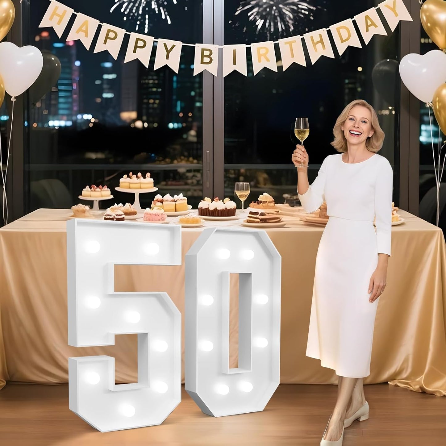 3FT Marquee Numbers 50, Happy 50th Birthday Decorations for Women Men, Large 50 Light up Numbers for Him Her 50 Years Old Birthday Party Supplies, 50th Anniversary Party Decor