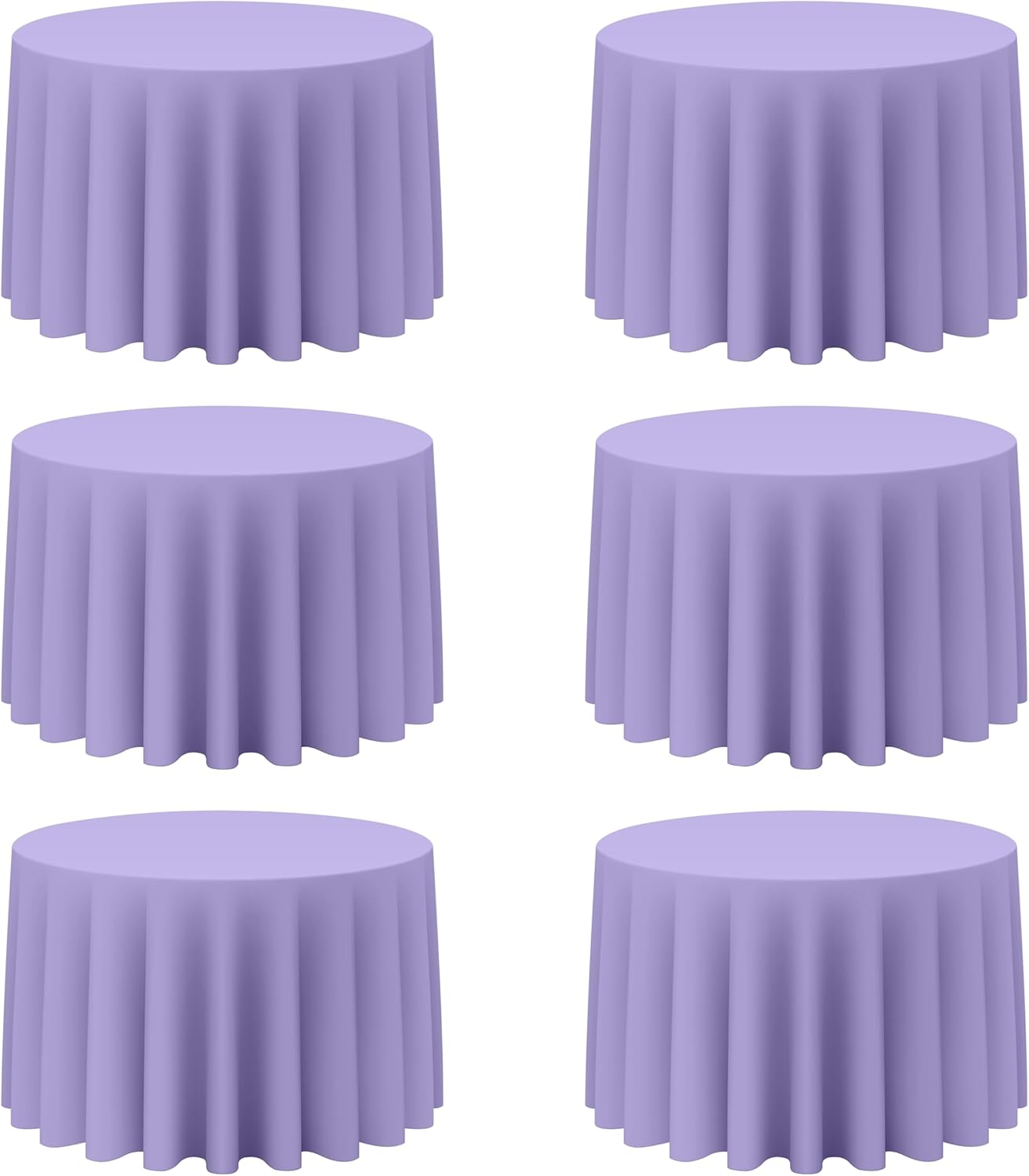 BRILLMAX 6 Pack Lavender Round Tablecloths 108 Inch - Circle Bulk Linen Polyester Fabric Washable Table Cloth Cover for Wedding Reception Banquet Birthday Party Buffet Restaurant