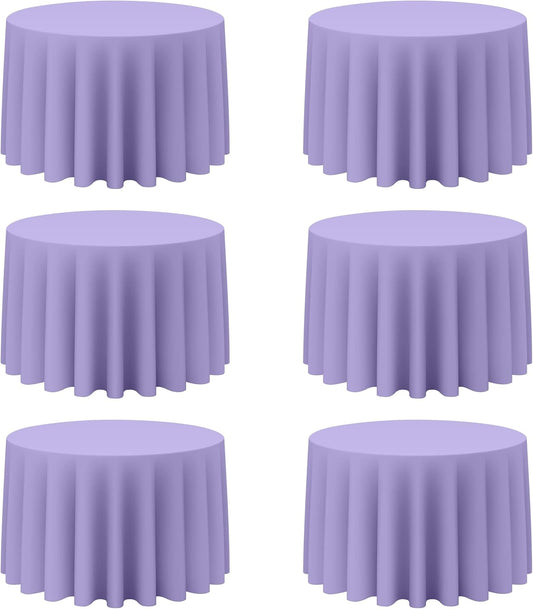 BRILLMAX 6 Pack Lavender Round Tablecloths 108 Inch - Circle Bulk Linen Polyester Fabric Washable Table Cloth Cover for Wedding Reception Banquet Birthday Party Buffet Restaurant