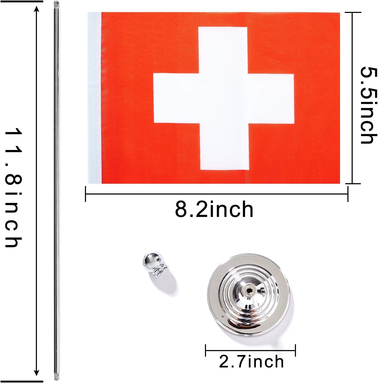 ZXvZYT 2 Pack Switzerland flag Swiss Table Flag Small Mini Swiss Desk Flags With Stand Base,International Festival Events Celebration Decorate,Home office Decorations