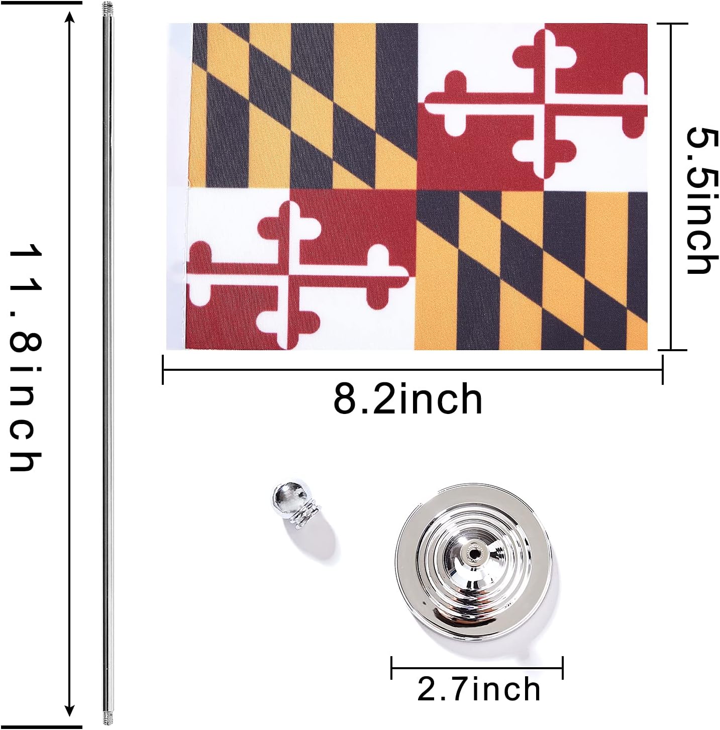 ZXvZYT 2 Pack American US Maryland flag USA Maryland MD State table flag,Small Mini United States Desk Flags With Stand Base,for U.S. States Party Events Celebration Decorations Supplies