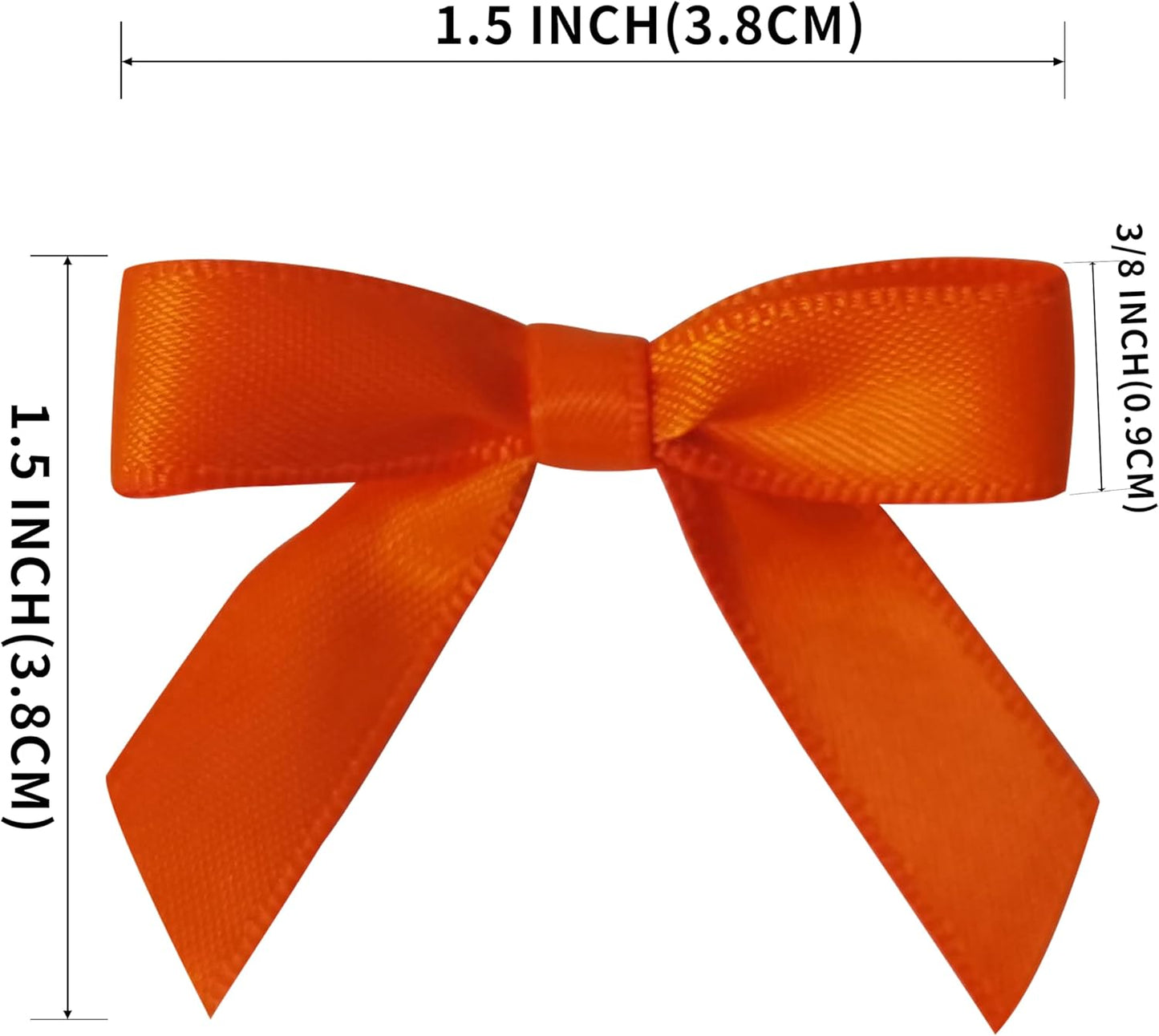 50pcs 1-1/2" Mini Orange Satin Ribbon Bows Without Twist Ties for Crafts Gift Wrapping Packing Christmas Decoration (Orange)