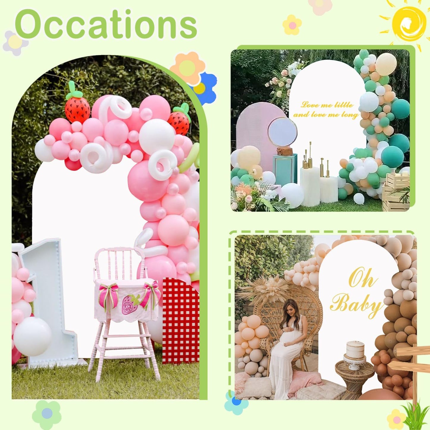 White Arch Cover for Mother`s Day Decor 6.6FT Spandex Arched Backdrop Cover Double Side Wedding Arches Covers Round Top Chiara Back Drop Cover for Baby Shower Banquet Balloon Party Celebration