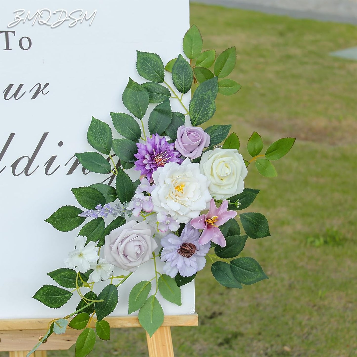 Pack of 2 Artificial Flowers for Backdrop Decoration, Wedding Arch Flowers,Reception Welcome Sign, Eucalyptus Garland, Suited to Aisle Decor and Wedding Arches（Purple）