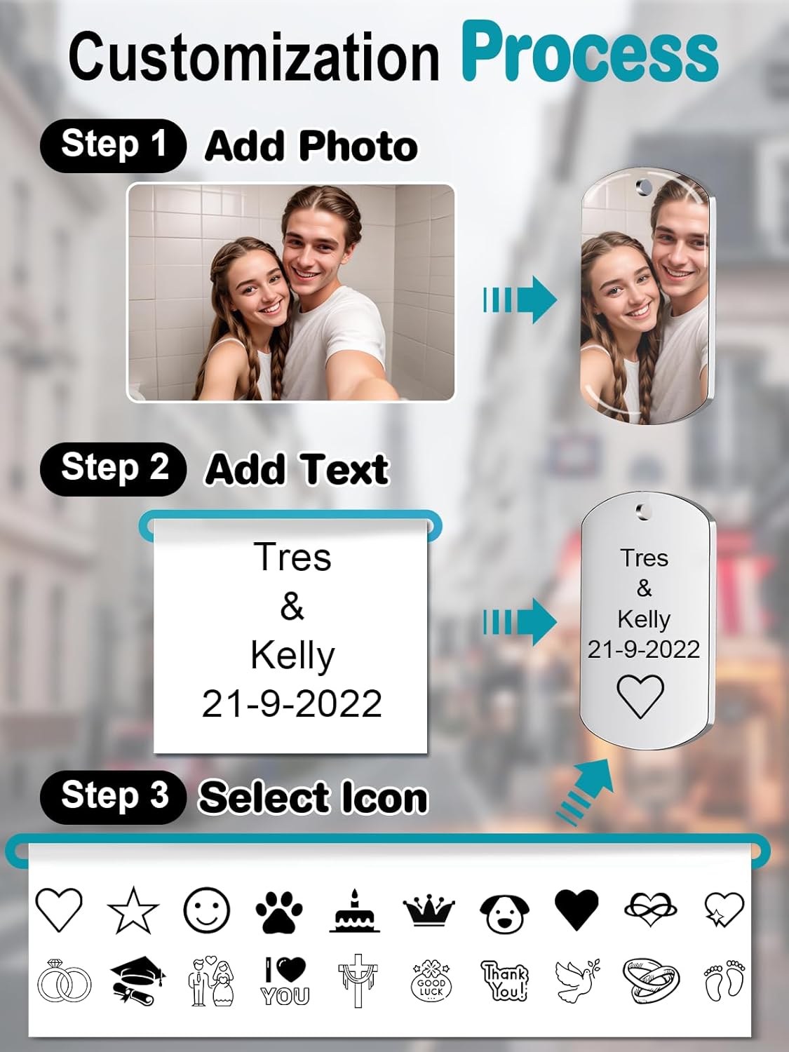 Custom Keychain with Picture - Personalized Photo LOGO Text Customized Key Chain for Boyfriend Dad Men Gifts