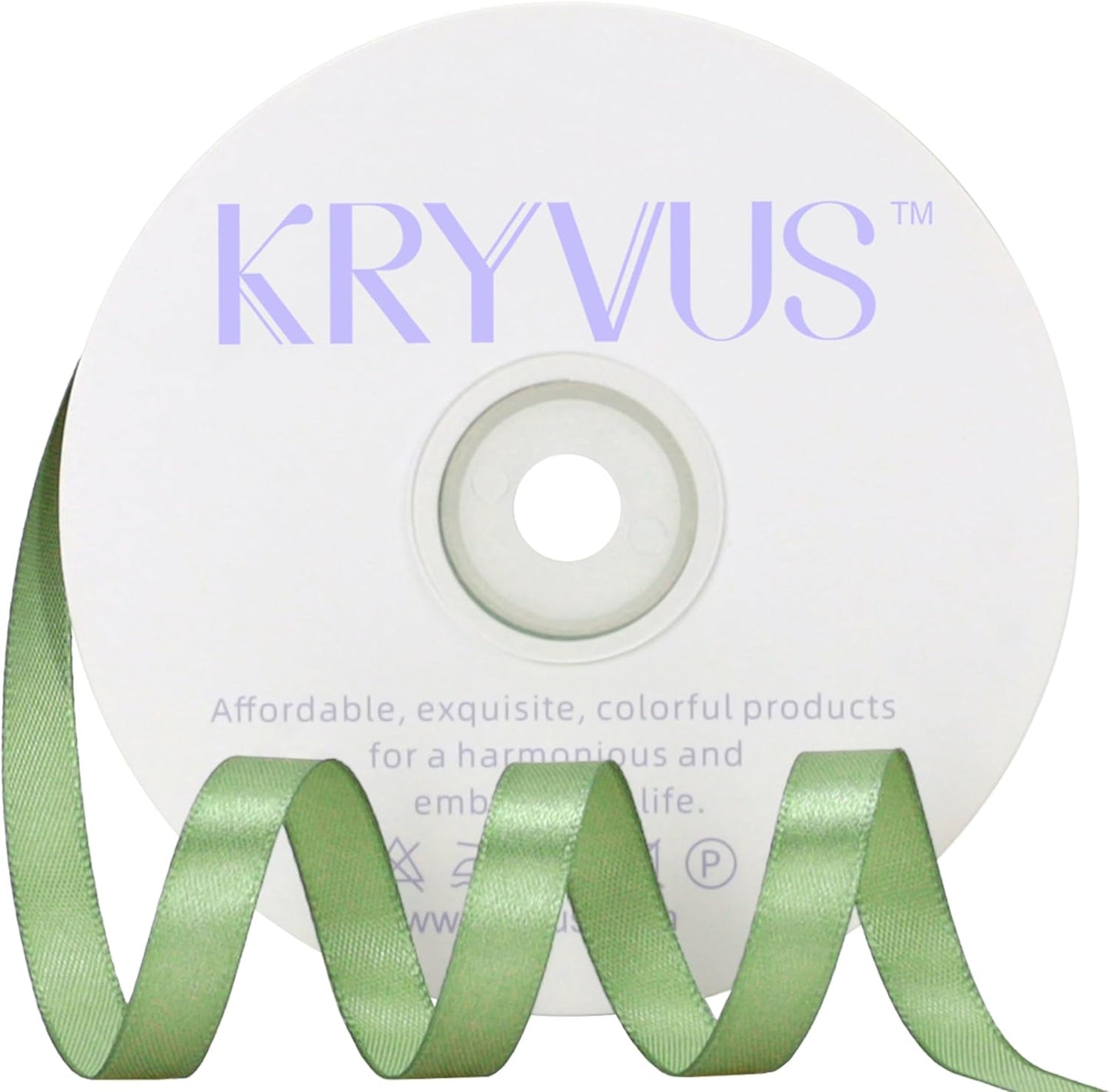 Sage Green Satin Ribbon 3/8 inch X Continuous 50 Yards, Single Face Polyester Ribbon Perfect for Gift Wrapping, Flower Bouquet, Wedding Decor, Crafts, Bow Making, Sewing and More